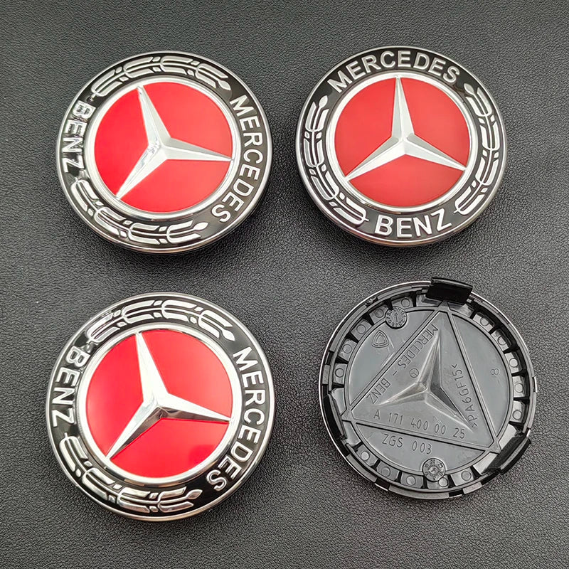 Benz Wheel Caps 75mm Red