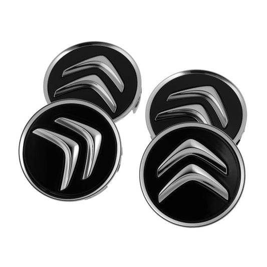 Gloss Black Citroen Wheel Caps – 60mm