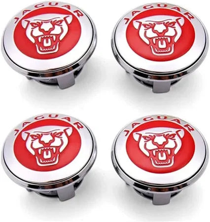 Jaguar Wheel Center Caps 59mm Red
