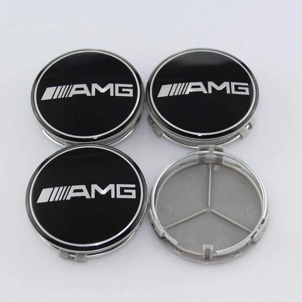 Mercedes AMG 75mm Wheel Centre Caps – Set of 4, Black