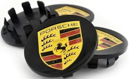 Porsche 65mm Centre Caps Black